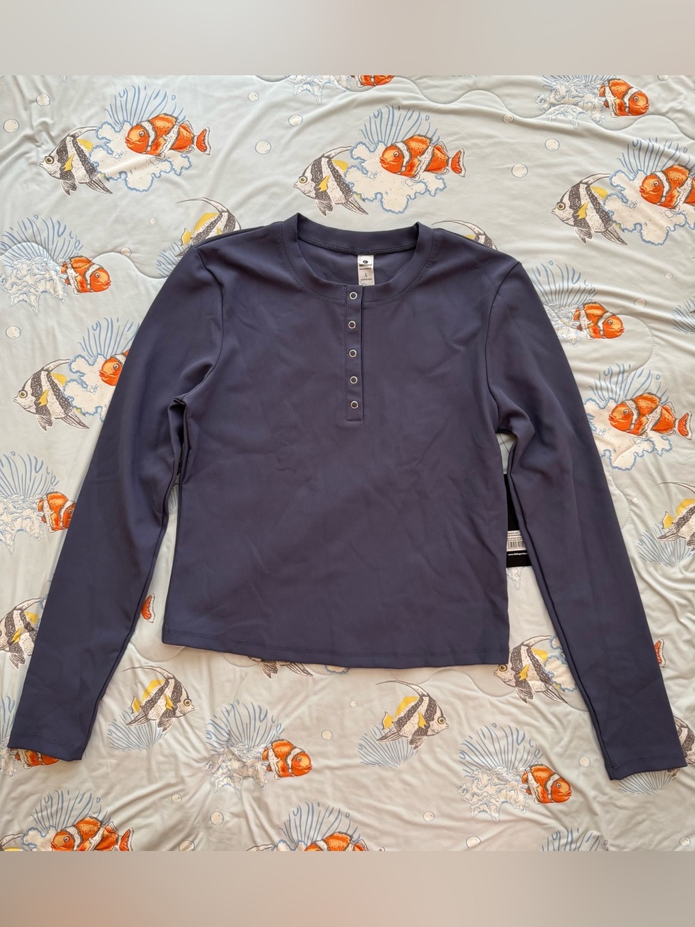 90 Degree By Reflex Gray Ribbed Henley Top